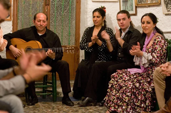 Actuación flamenca en la cueva del Sacromonte — Foto de Stock