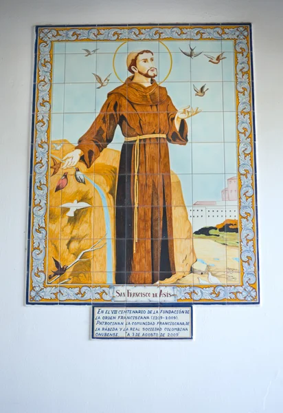 St. Francis of Asis glazed tile — Stock Photo, Image