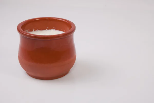 Curd in clay pot — Stock Fotó