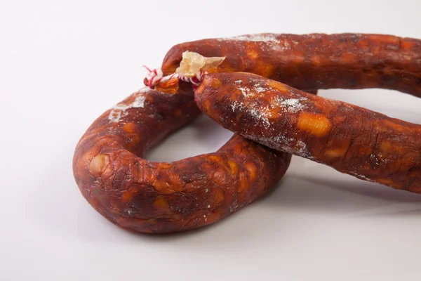 빨간 완된 chorizos — 스톡 사진