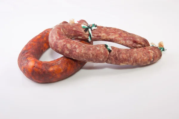 Röd chorizo och salchichon — Stockfoto