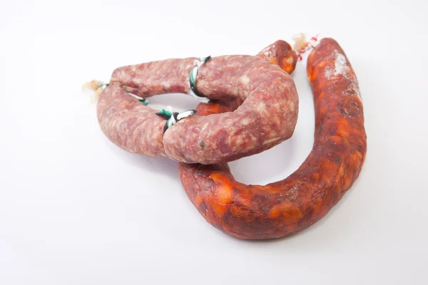 Röd chorizo och salchichon — Stockfoto