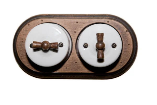 Antik stili çift ışık anahtarı — Stok fotoğraf