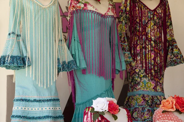 Traditional flamenco dresses — Stock Photo, Image