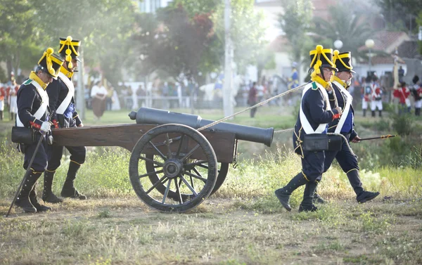 Napoleonic artillery transporting cannon — Stock Photo, Image