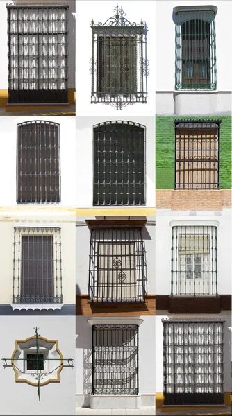 Andalusian wrought iron windows — Stock Photo, Image