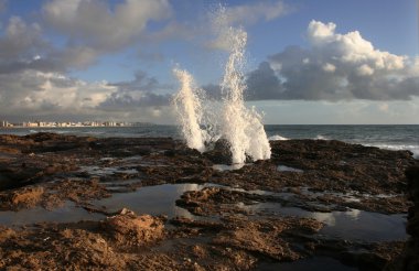 Deniz su jetleri Cadiz kıyı şeridi buzlu, İspanya