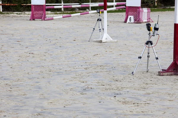 Dispositifs infrarouges barrières avant obstacle au saut à cheval compe — Photo