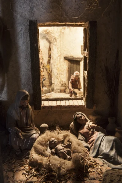 Nascimento de Jesus. Natal presépio cena — Fotografia de Stock