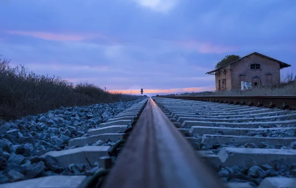 Railway tracks at dusk — Stock Photo, Image