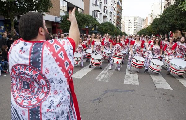 Batteristi della Batala Band Badajoz Carnival 2016 — Foto Stock