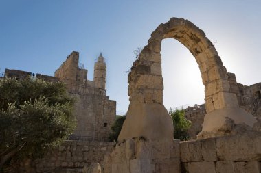The Tower of David and the nearby mosque in Jerusalem