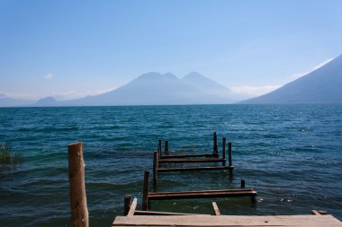 Lake Atitlan harap ahşap yolu San Marcos La Laguna Guatemala