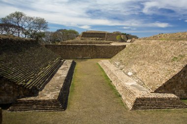 Monte Alban Oaxaca Mexico ancient ball game stadium huego de pelota clipart