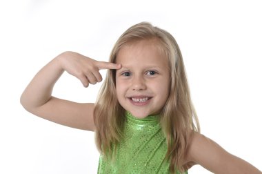 cute little girl pointing her eyebrow in body parts learning school chart serie clipart