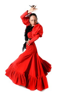 İspanyol kadın ona ellerine kastanyet Flamenko dans