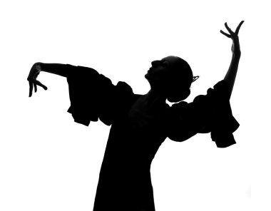 Silhouette of Spanish woman Flamenco dancer dancing Sevillanas clipart