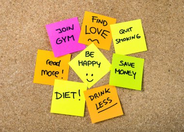 New year Resolutions Post it notes clipart