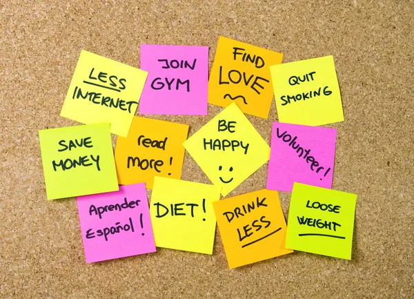 New year Resolutions Post it notes — Stock Photo, Image