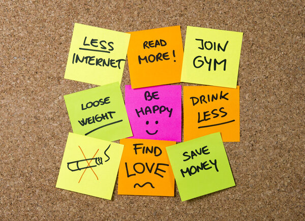 New year Resolutions Post it notes