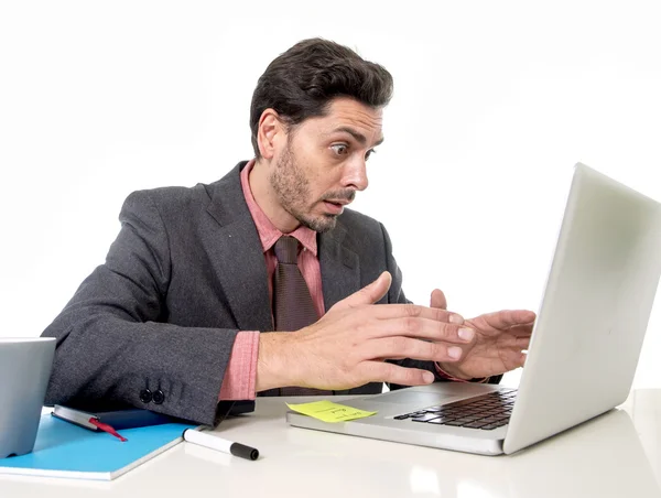 Attractive businessman in suit and tie working in stress at office — Φωτογραφία Αρχείου