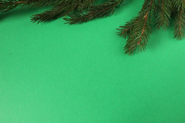 Yeni yılın Noel arkaplan ağacı çam ağaçları üzerinde yeşil bir zemin üzerinde metin kopyalama alanı için yer var