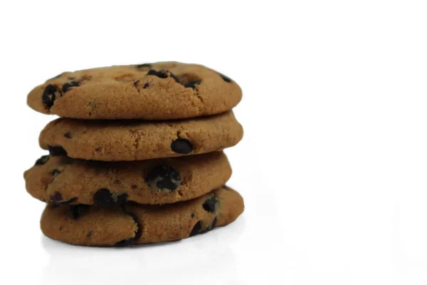 Tres Cuatro Cinco Varias Galletas Chocolate Con Chocolate Apilan Torre — Foto de Stock