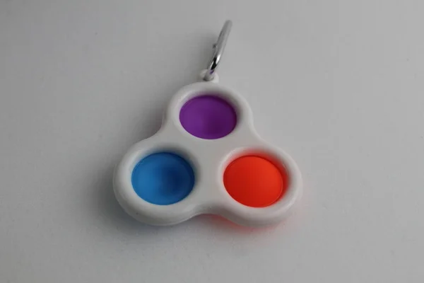 Multicolore Sress Jouet Spinner Sur Fond Blanc Avec Place Pour — Photo