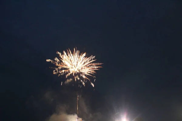 Feux Artifice Saluer Blanc Sur Fond Noir Foncé Vacances Noël — Photo