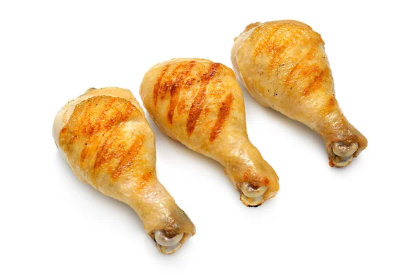 Jambes de poulet grillées isolées sur fond blanc — Photo