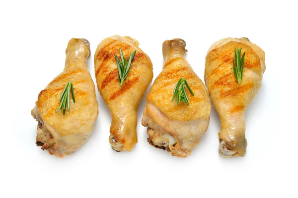 Gegrilde kip benen geïsoleerd op witte achtergrond — Stockfoto