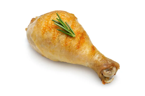 Perna de frango grelhada isolada no fundo branco — Fotografia de Stock