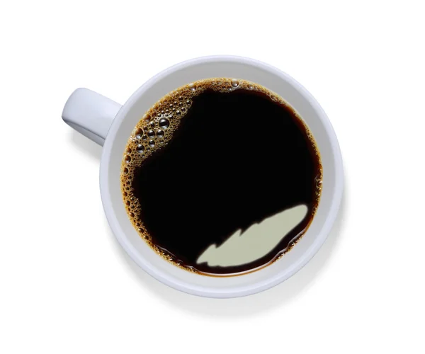 Top view of a cup of coffee, isolate on white — Stock Photo, Image