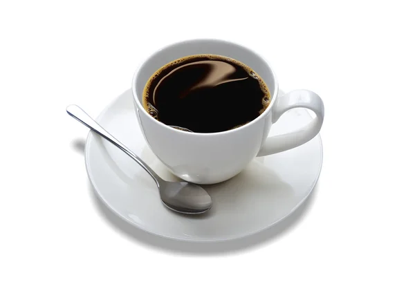 Top view of a cup of coffee, isolate on white — Stock Photo, Image