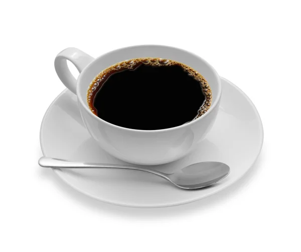 Vista superior de una taza de café, aislado en blanco — Foto de Stock