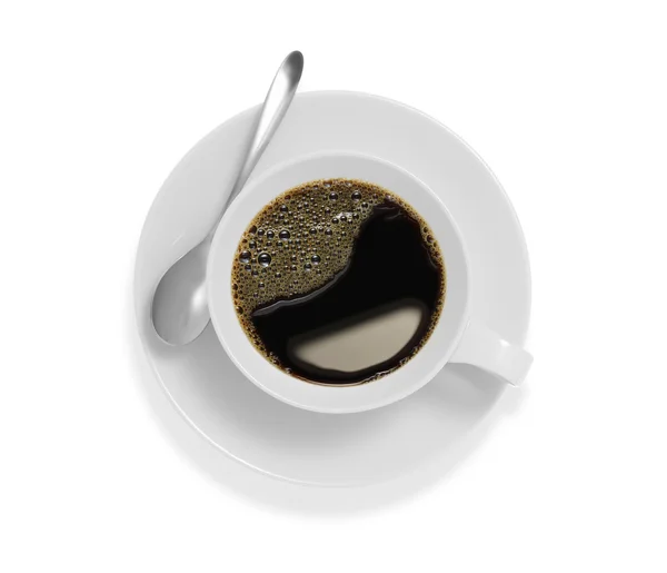 Vista superior de una taza de café, aislado en blanco —  Fotos de Stock