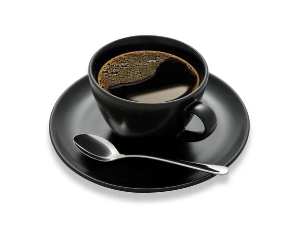Ovanifrån av en kopp kaffe, isolera på vit — Stockfoto
