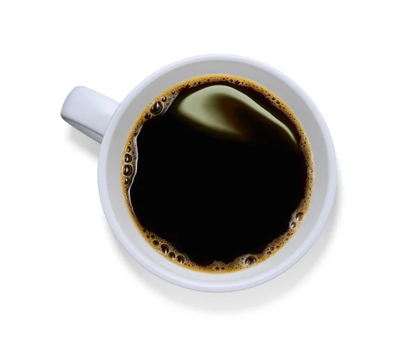 Top view of a cup of coffee, isolate on white — Stock Photo, Image