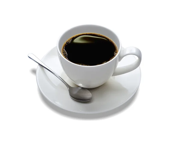 Vista superior de uma xícara de café, isolado em branco — Fotografia de Stock