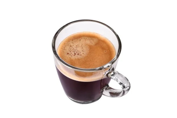 Ovanifrån Glas Kopp Espresso Kaffe Isolerad Vit Bakgrund — Stockfoto
