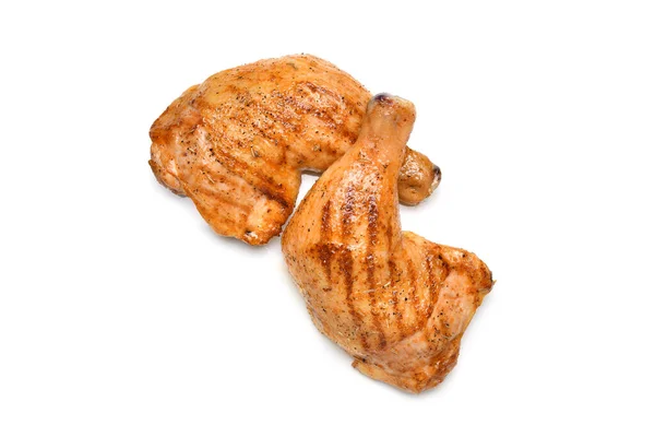 Grillad Kyckling Lår Isolerad Vit Bakgrund — Stockfoto
