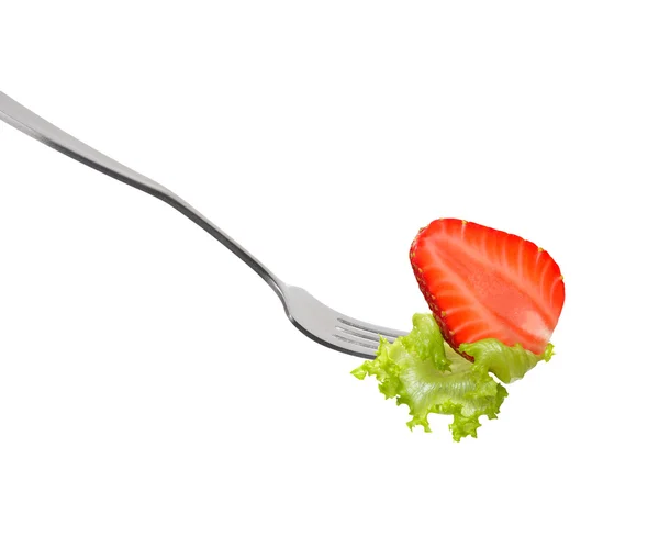 Gemischter Salat auf Gabel — Stockfoto