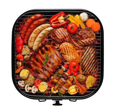 Barbekü Izgara üzerinde beyaz izole