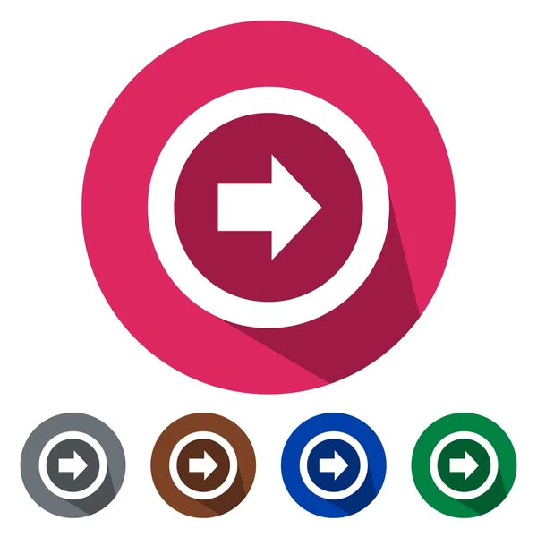 Iconos planos círculo flecha derecha — Vector de stock
