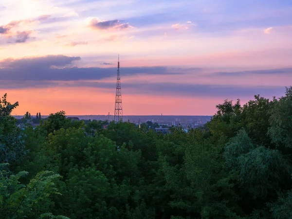 Panoramic View Kyiv Kiev Famous Attraction Peyzazhna Aleya Television Tower — Stock Photo, Image