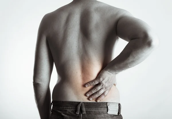 Dolor de espalda hombre rojo —  Fotos de Stock