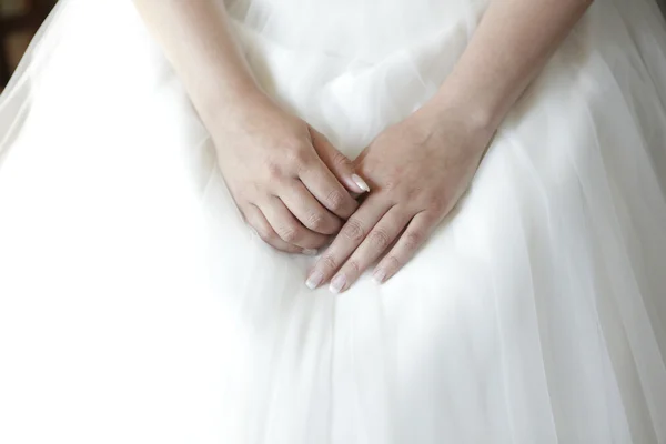 Wedding dress with hands — Stock Photo, Image