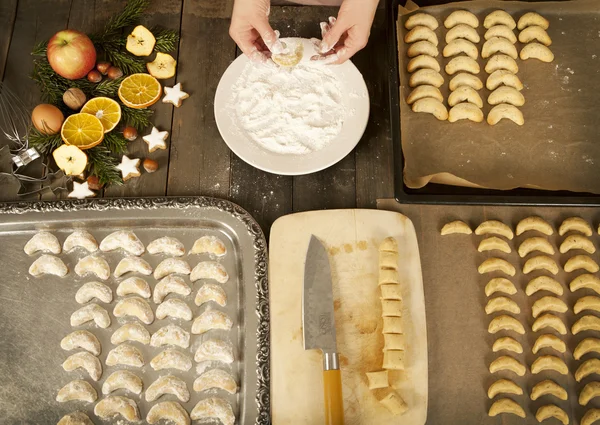 Biscotti di Natale mezzaluna vaniglia — Foto Stock