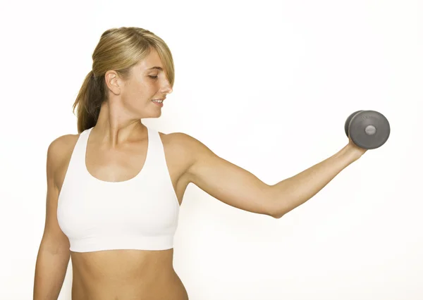 Weight training young woman — Stock Photo, Image