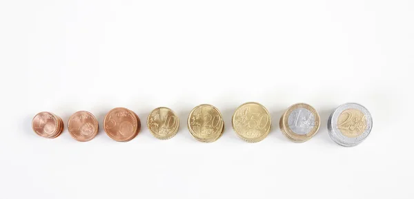 Moedas de euro de cima — Fotografia de Stock